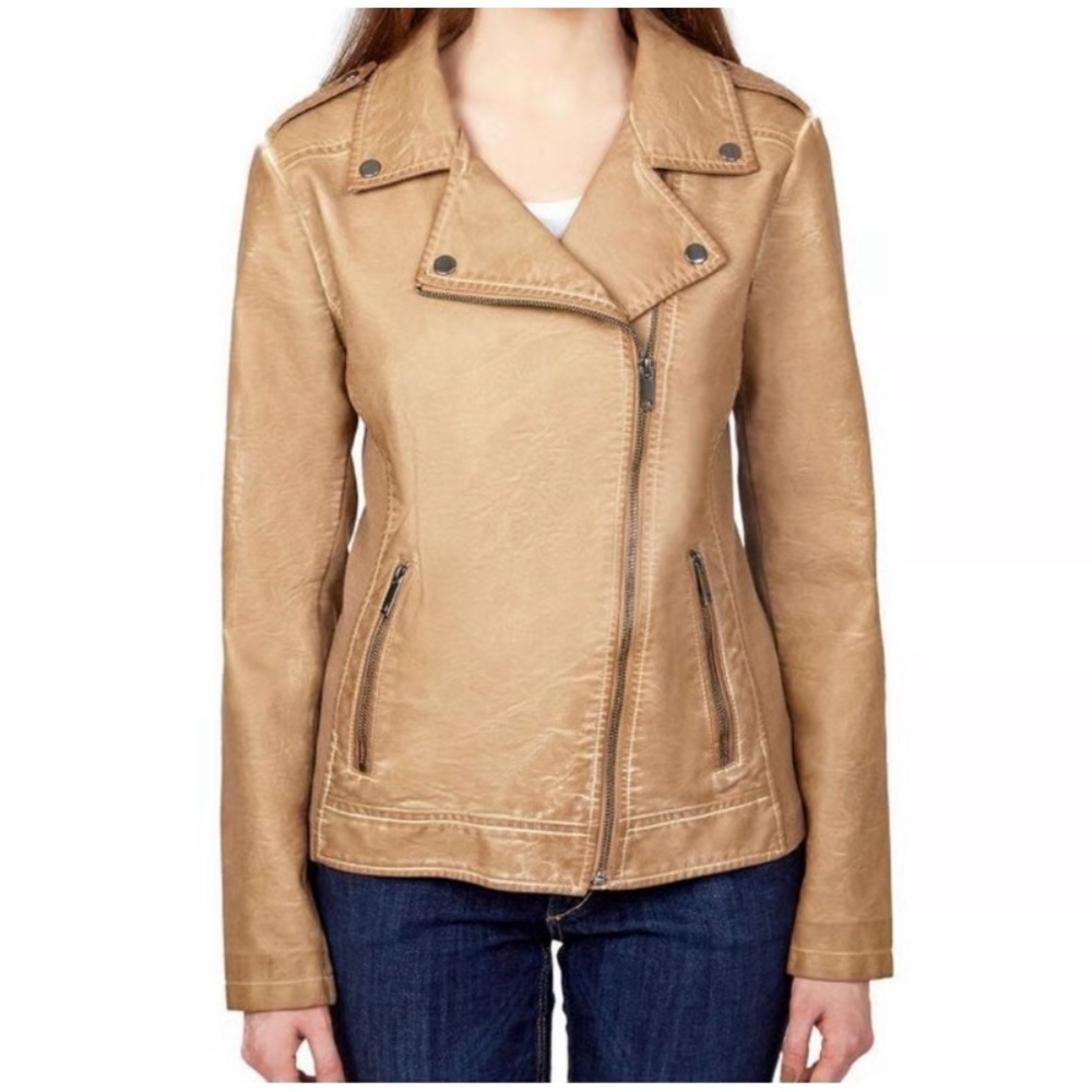 NWOT Sebby Collection Faux Leather Jacket in Toffee